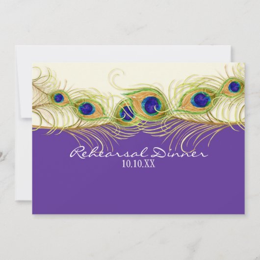 スワールモダンピーコック羽毛リハーサルディナー 招待状 (裏面)
