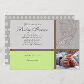 スワールモダンn水玉模様-男の赤ちゃんシャワー招待状 招待状 (正面/裏面)