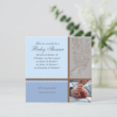 スワールモダンn水玉模様-男の赤ちゃんシャワー招待状 招待状 (スタンド正面)