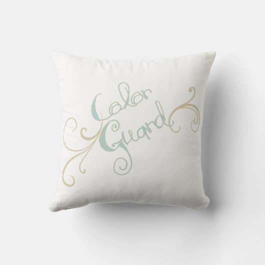 スワール付きカラーガードティール(緑がかった色)文字 クッション (裏面)