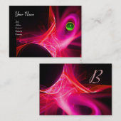 スワール宝石モノグラム鮮やかブラックピンクレッド 名刺 (正面/裏面)