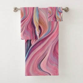 スワール&ウェーブピンク金ゴールドバスタオルのセット バスタオルセット
