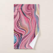 スワール&ウェーブピンク金ゴールドバスタオルのセット バスタオルセット (ハンドタオル)