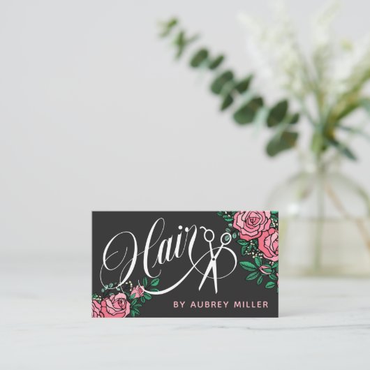 スワール&ピンクロセスかわいらし美容師 名刺 (スタンド正面)