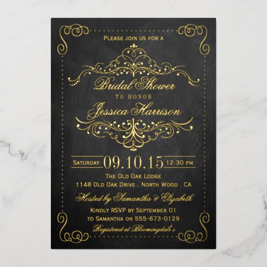 スワ華美ールシャルボードブライダルシャワー実在 箔招待状 (正面)