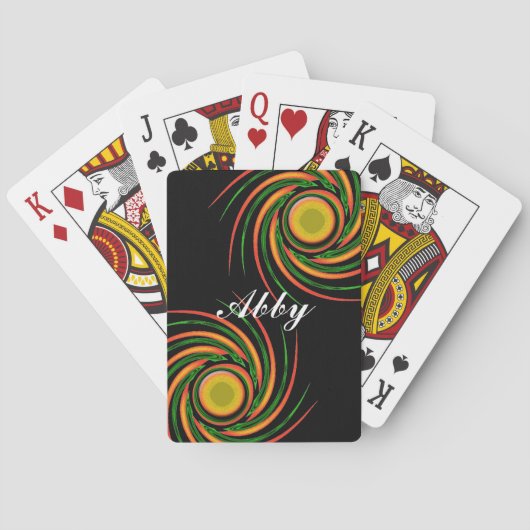 スワ鮮やかールカラフル抽象芸術らせん状 トランプ (裏面)