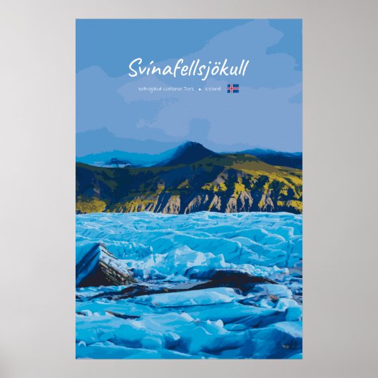 スヴィーナフェルスヨークトル、氷島 - 氷河の景色 ポスター (正面)