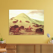 スーインディアン狩りバッファロー, 1835 (キャンバス上の油) キャンバスプリント (インサイチュ (リビング))