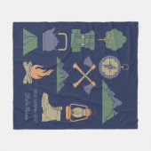 スーカスタムベニアキャンピングコラージュキャンパー フリースブランケット (正面(横))