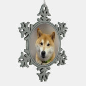 スーキ得写真テンプレート スノーフレークピューターオーナメント (左)