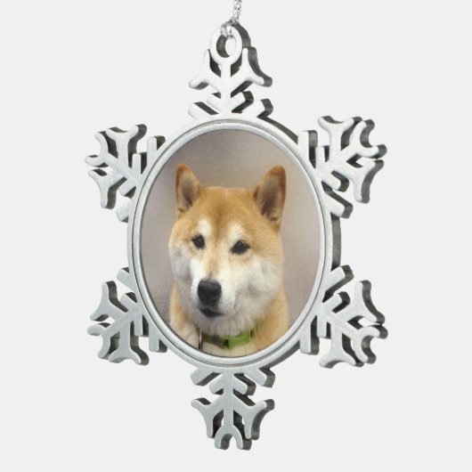 スーキ得写真テンプレート スノーフレークピューターオーナメント (右)