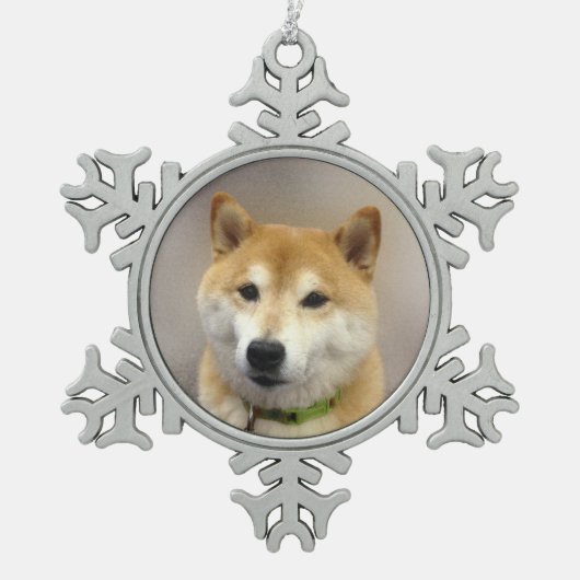スーキ得写真テンプレート スノーフレークピューターオーナメント (正面)