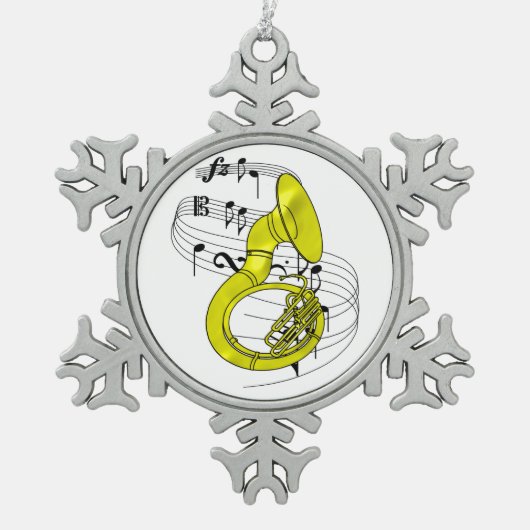 スーザフォン スノーフレークピューターオーナメント (正面)