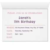 スーザン紙吹雪ウォーターカラードット誕生日招待状 (内部横(下))