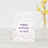 スーザン紙吹雪水色ドット誕生日カード カード (黄色い花)