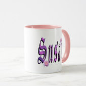 スーザン、名前、ロゴ、ピンクのコンボコーヒーマグ。 マグカップ (正面右)