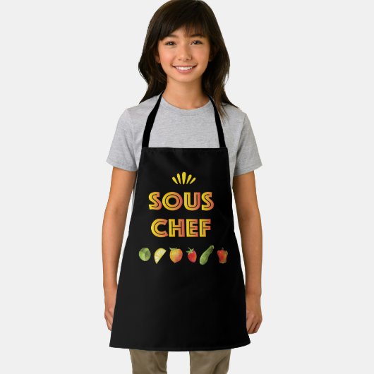 スーシェフおもしろいデザインと果物と野菜 エプロン (インサイチュ)