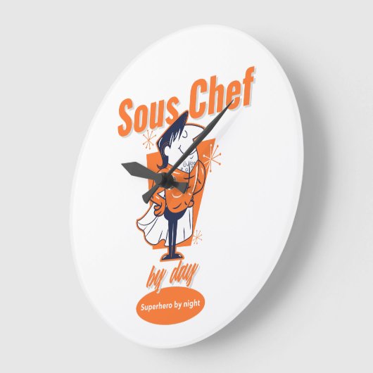 スーシェフ(昼)、スーパーヒーロー(夜) ラージ壁時計 (傾斜)