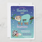 スースランバーパーティー誕生日ティール（緑がかった色）映画ポップコーン 招待状 (正面)