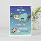 スースランバーパーティー誕生日ティール（緑がかった色）映画ポップコーン 招待状 (スタンド正面)