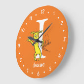 スース博士のABC:レターI -白|名前の追加 ラージ壁時計 (傾斜)