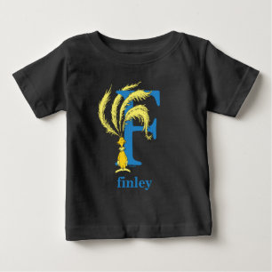 スース博士のABC:文字F -青 名前の追加 ベビーTシャツ