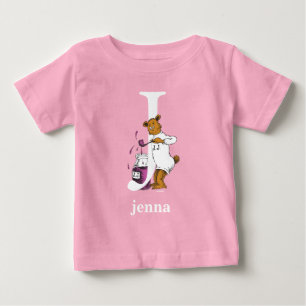 スース博士のABC:文字J -白 名前の追加 ベビーTシャツ