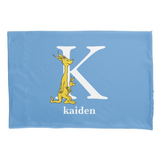 スース博士のABC:文字K -白|名前の追加 枕カバー (正面)