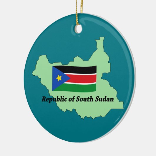 スーダンの南オーナメントの地図および旗共和国 セラミックオーナメント (左)
