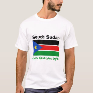 スーダンの南旗 + 地図 + 文字のTシャツ Tシャツ