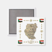 スーダンの地図+フラッグマグネット マグネット (正面/裏面)