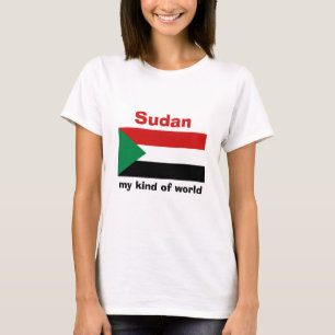 スーダンの旗+地図+テキストTシャツ Tシャツ