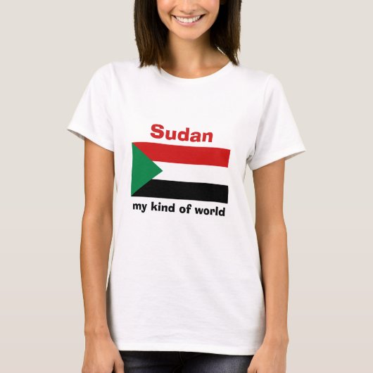 スーダンの旗+地図+テキストTシャツ Tシャツ (正面)