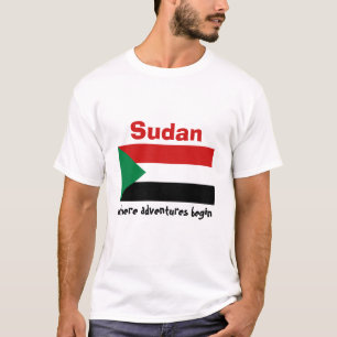 スーダンの旗 + 地図 + 文字のTシャツ Tシャツ