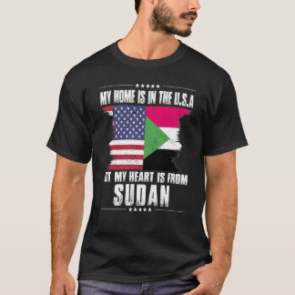 スーダンアメリカン誇りを持ったパトリオット栽培ホームハートU Tシャツ