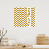 スーダンブラウンサファリシェブロンとカスタム文字 ポスター (キッチン)