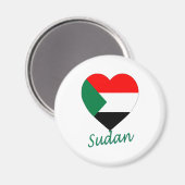 スーダン国旗のハート マグネット (正面/裏面)