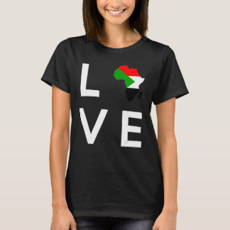 スーダン国旗の愛アフリカ大陸シルエットfor Su Tシャツ