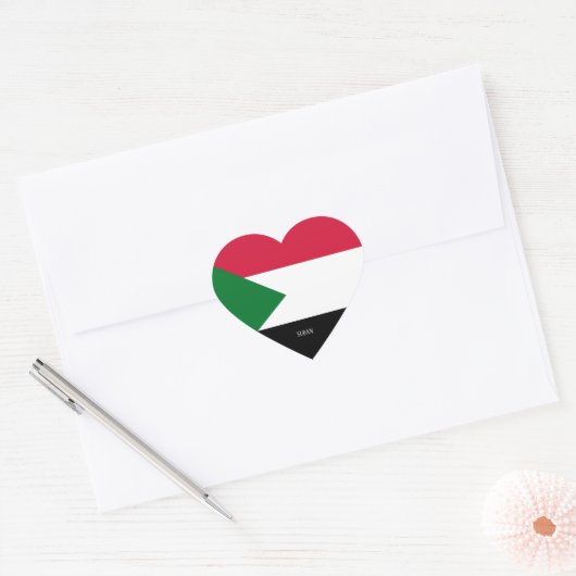 スーダン国旗の素晴らしい愛国心 ハートシール (封筒)