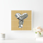 スーダン・ブラウン・サファリ・ドッポップ・アートのト（美術象付） スクエア壁時計 (ホーム)