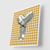 スーダン・ブラウン・サファリ・ドッポップ・アートのト（美術象付） スクエア壁時計 (傾斜)