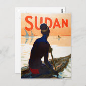 スーダン、伝統的魚釣り、ヴィンテージ旅行 ポストカード (正面/裏面)