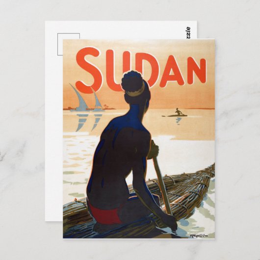 スーダン、伝統的魚釣り、ヴィンテージ旅行 ポストカード (正面/裏面)