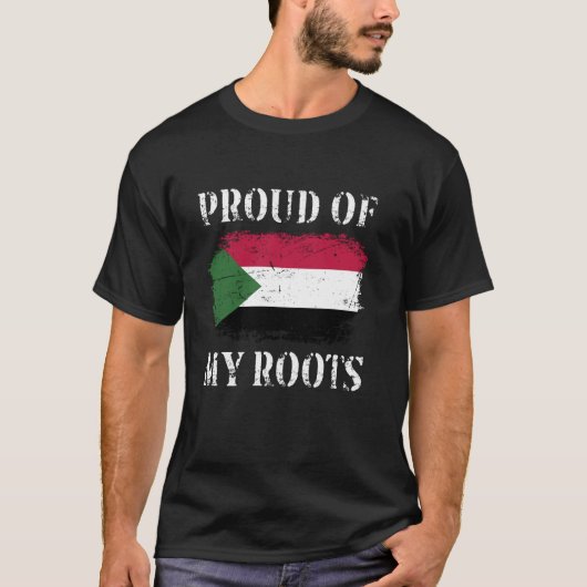スーダ誇りを持ったンのルーツ・スーダン国旗 Tシャツ (正面)