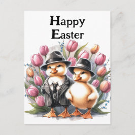 スーツおもしろいのヴィンテージのイースターダックリング ポストカード
