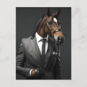 スーツおもしろいを着た馬 ポストカード (正面)