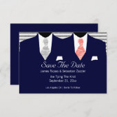 スーツとタイのゲイ日付の結婚サンゴを保存 セーブザデート (正面/裏面)