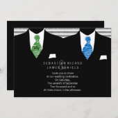 スーツとタイのゲイ結婚 招待状 (正面/裏面)