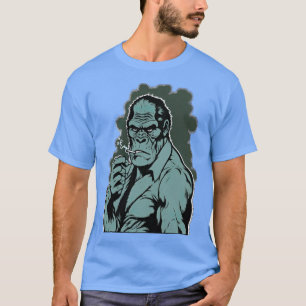 スーツとネクタイと喫煙葉巻を着たゴリラ Tシャツ