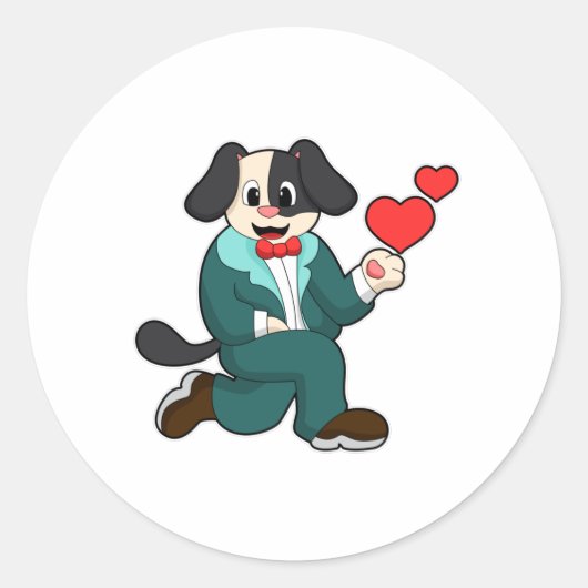 スーツとネクタイをした犬のグルーマー ラウンドシール (正面)